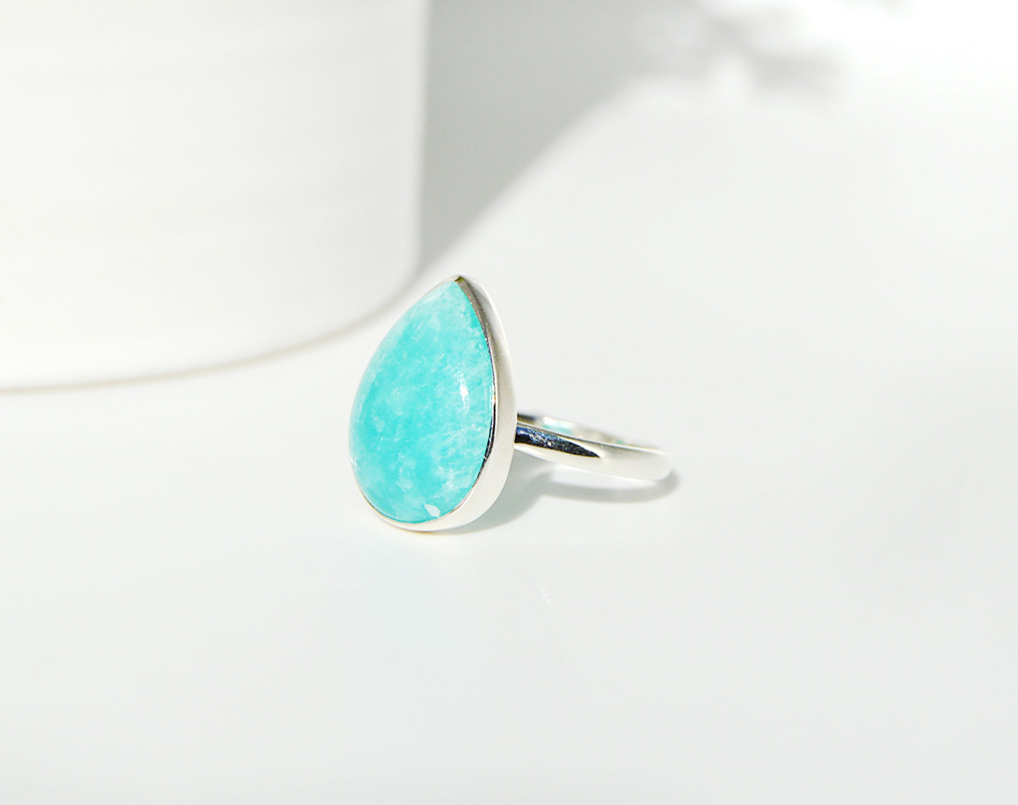 Amazonite Tear Drop Ring Size 10