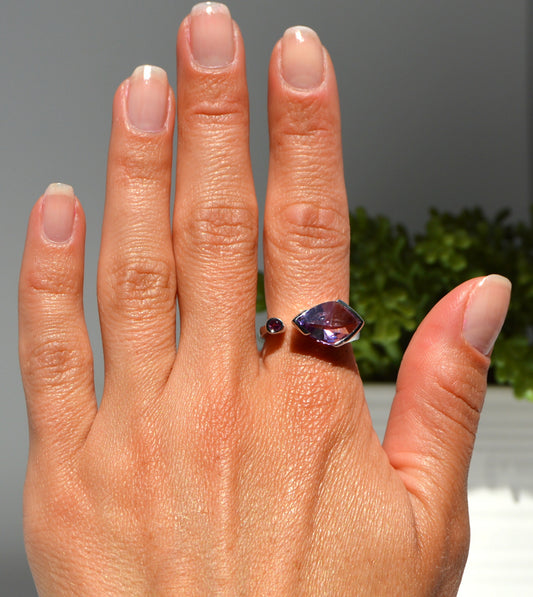 Amethyst and Tourmaline Ring Size 8