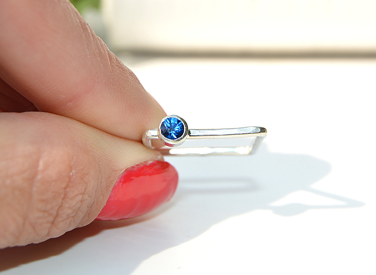 Blue Spinel Square Ring