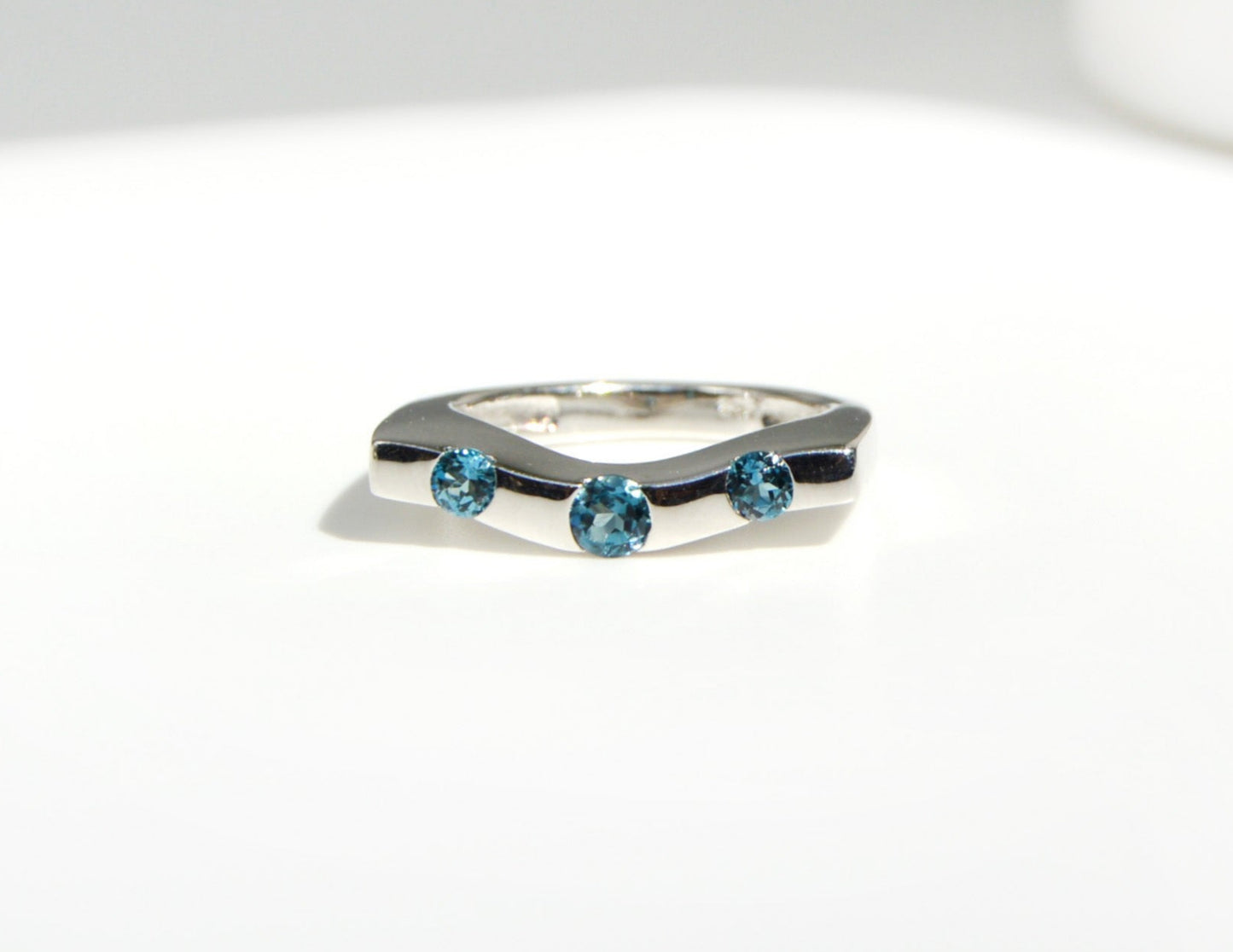 Blue Topaz Wave Ring Size 6