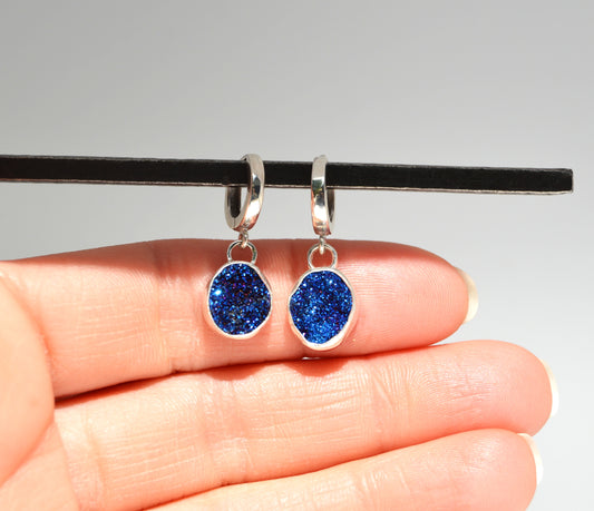 Blue Druzy Earrings