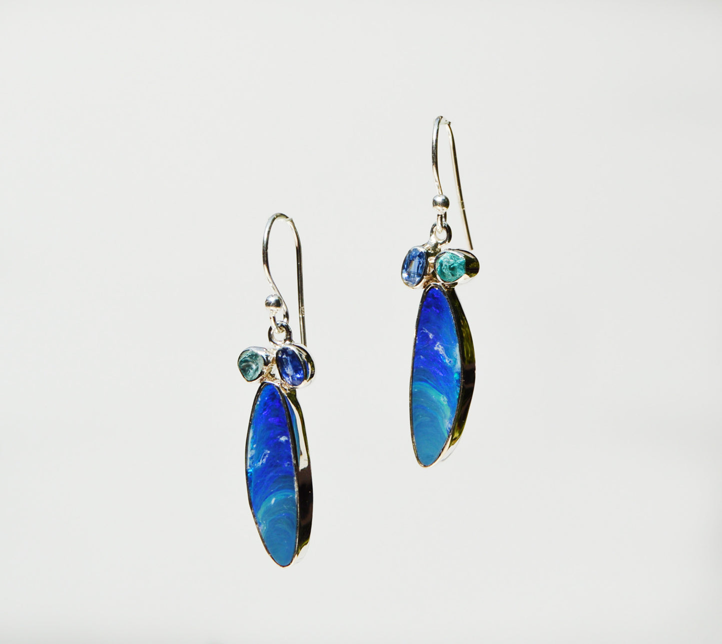 Blue Opal Dangle Earrings