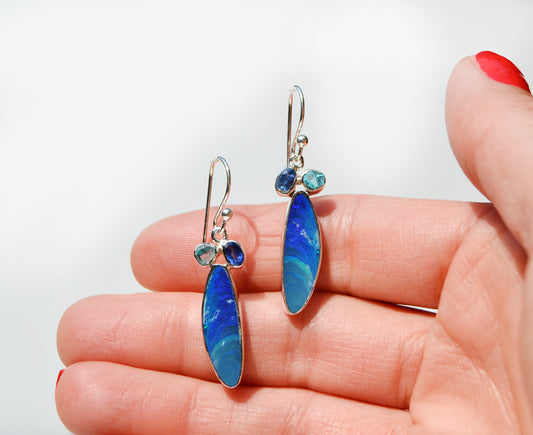 Blue Opal Dangle Earrings