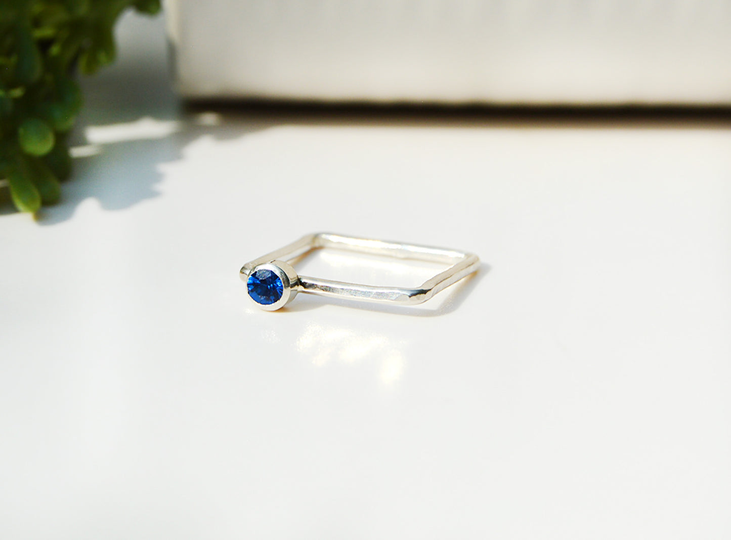 Blue Spinel Square Ring