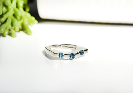 Blue Topaz Wave Ring Size 6