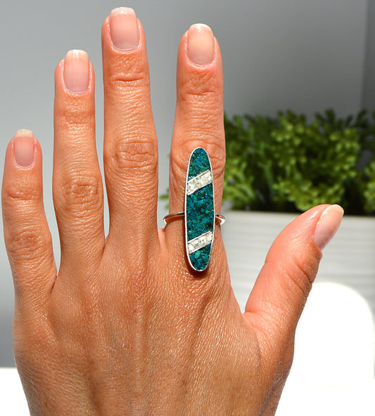 Chrysocolla and Howlite Inlay Ring Size 8.5