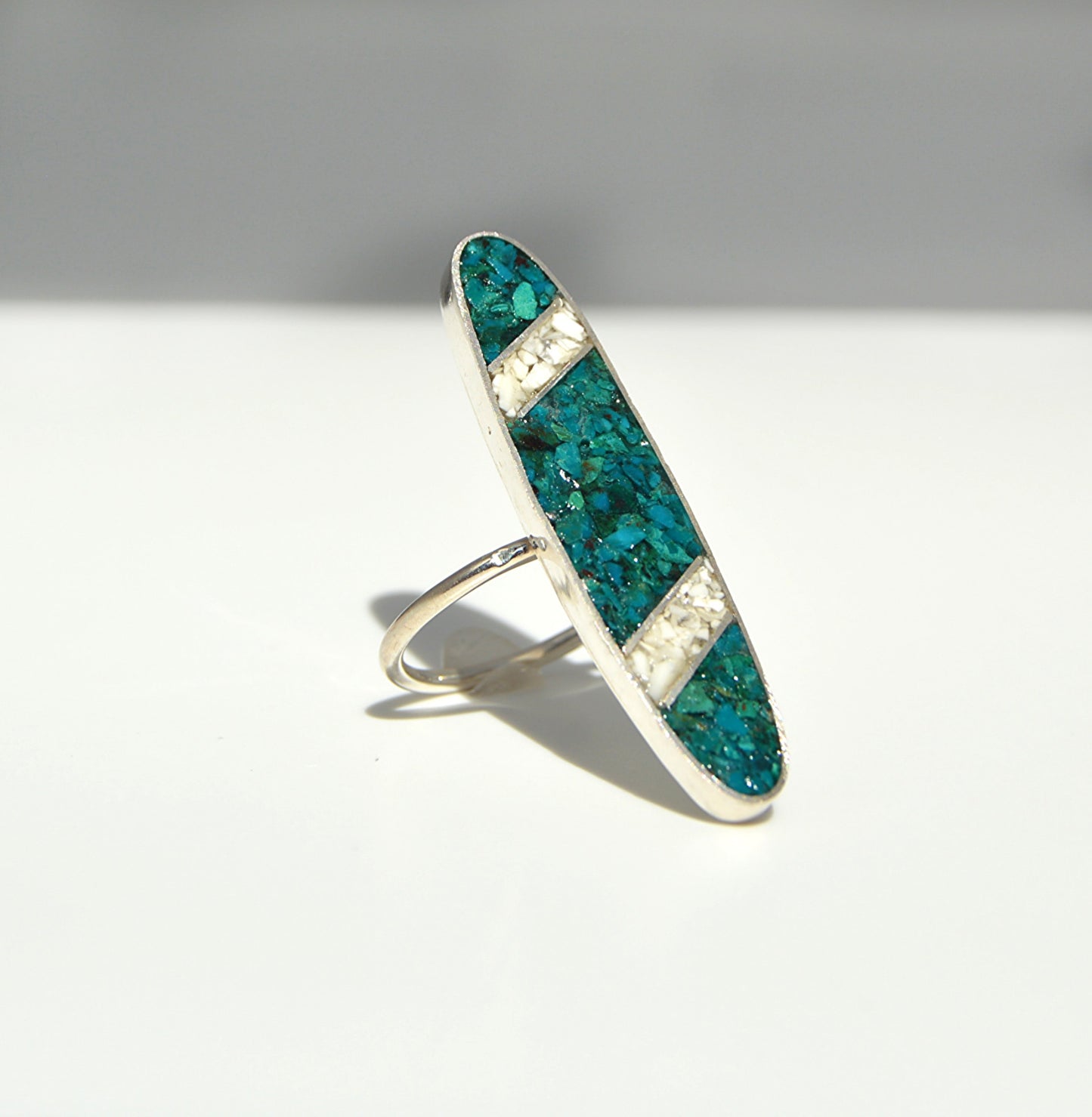Chrysocolla and Howlite Inlay Ring Size 8.5