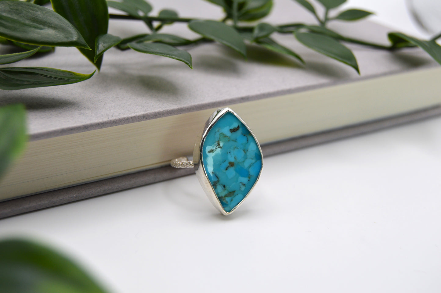 Turquoise Diamond Ring Size 7.5