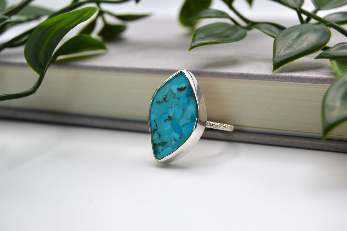 Turquoise Diamond Ring Size 7.5