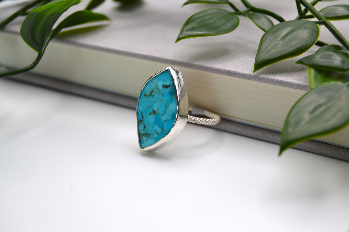 Turquoise Diamond Ring Size 7.5