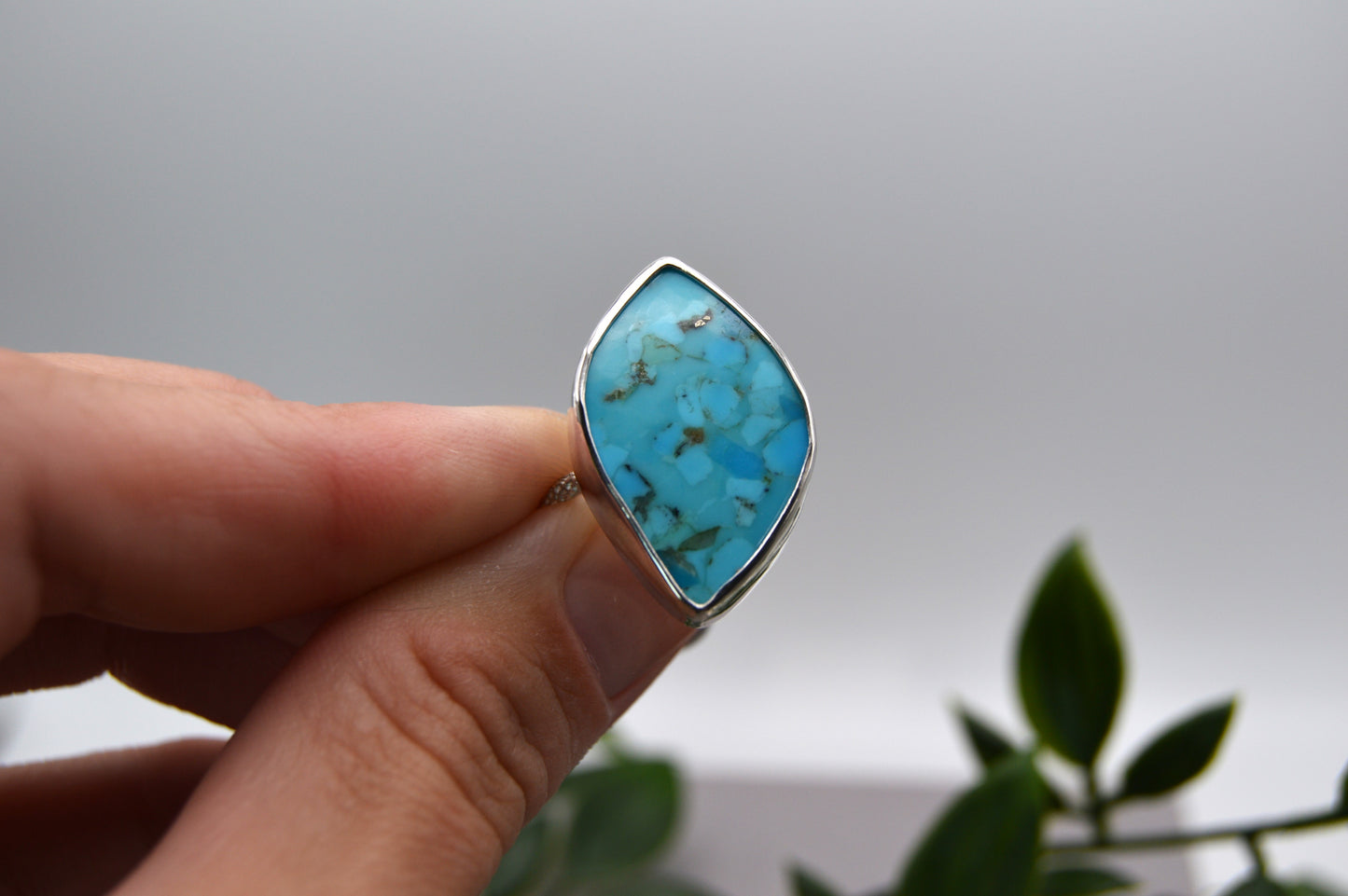 Turquoise Diamond Ring Size 7.5