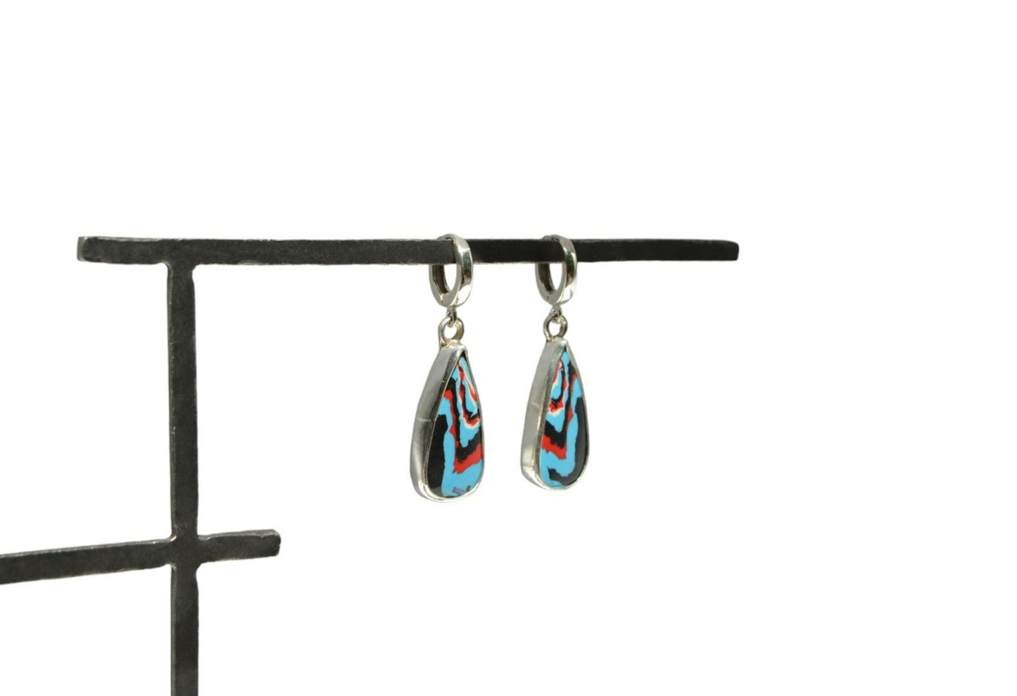 Fordite Blue Dangle Earrings