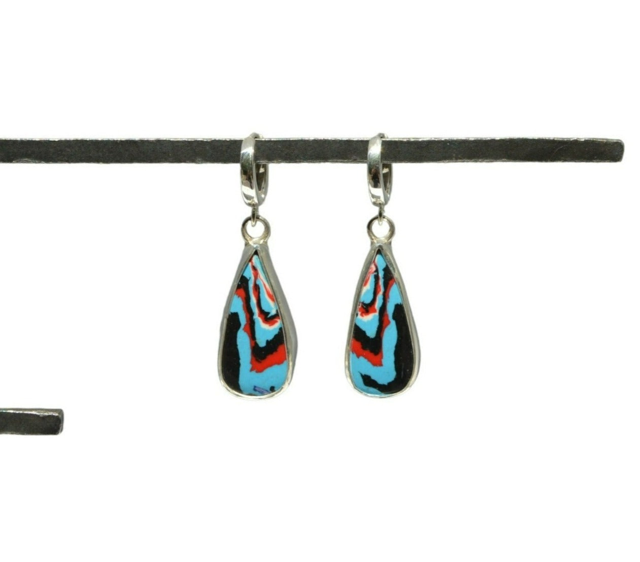 Fordite Blue Dangle Earrings
