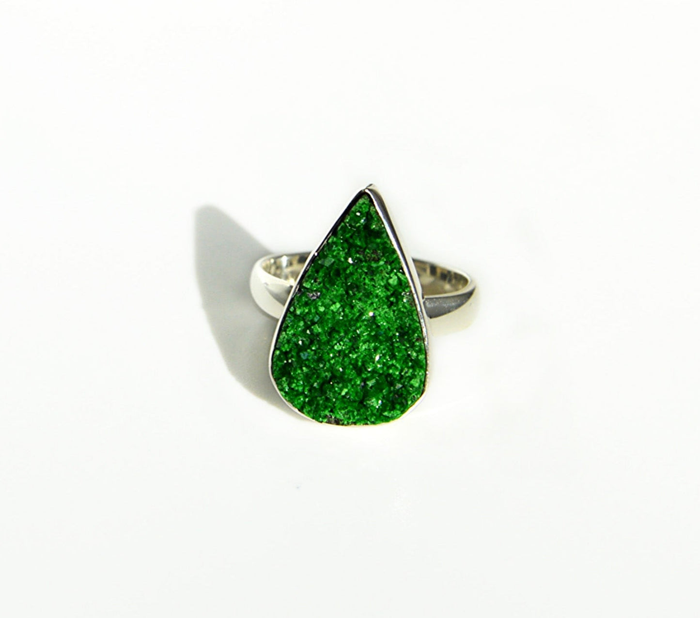 Green Druzy Ring Size 8