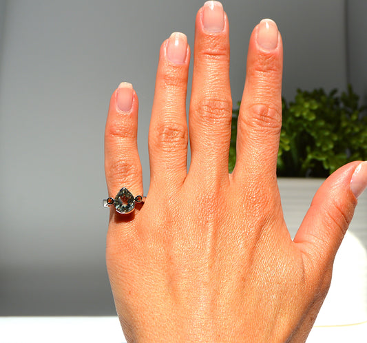 Green Amethyst with Citrine Ring Size 5