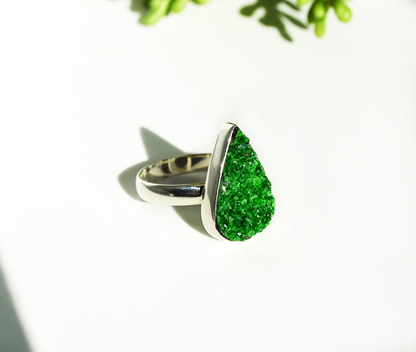 Green Druzy Ring Size 8