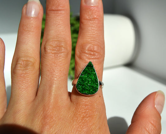 Green Druzy Ring Size 8
