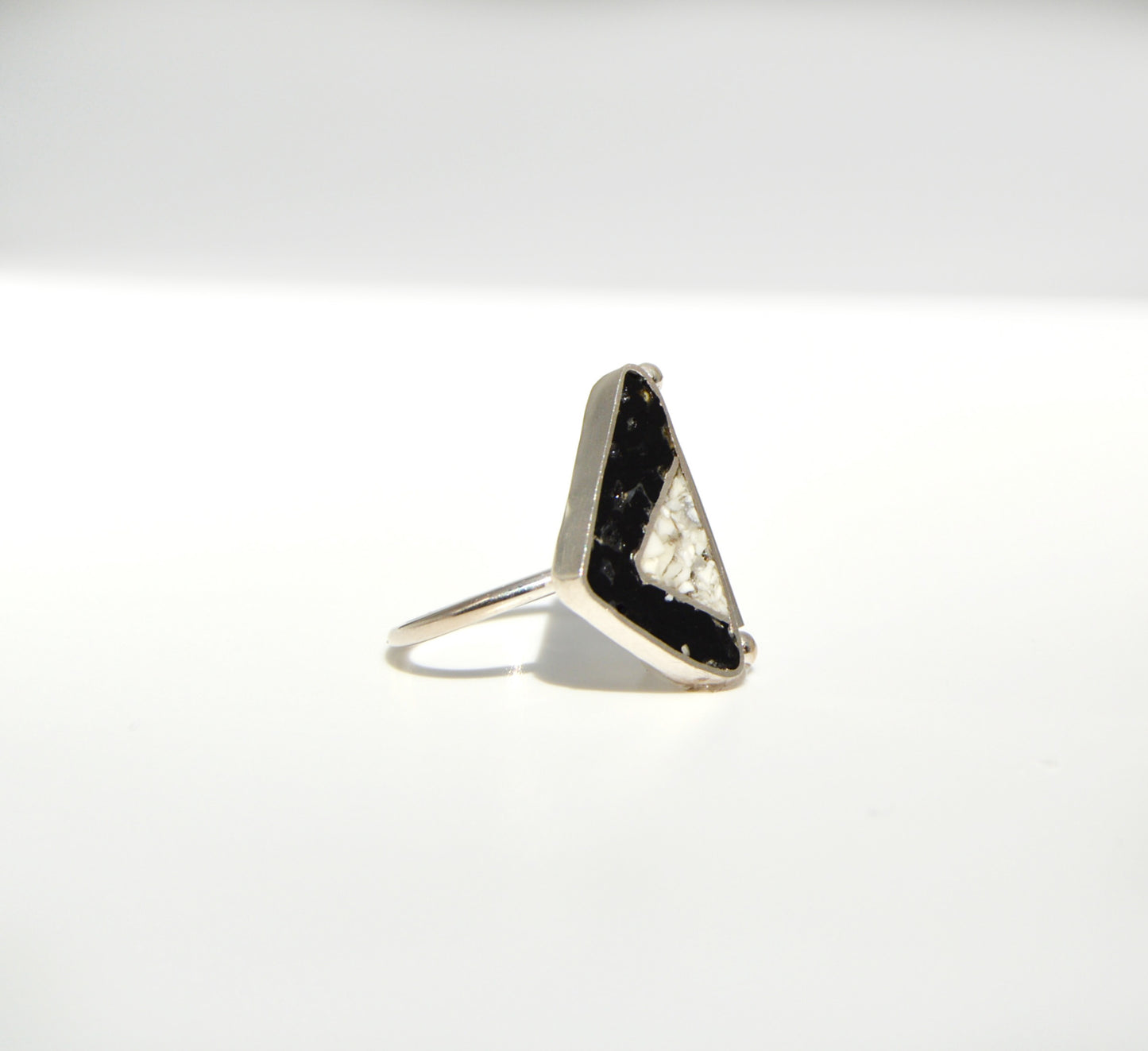 Onyx and Howlite Inlay Ring Size 6
