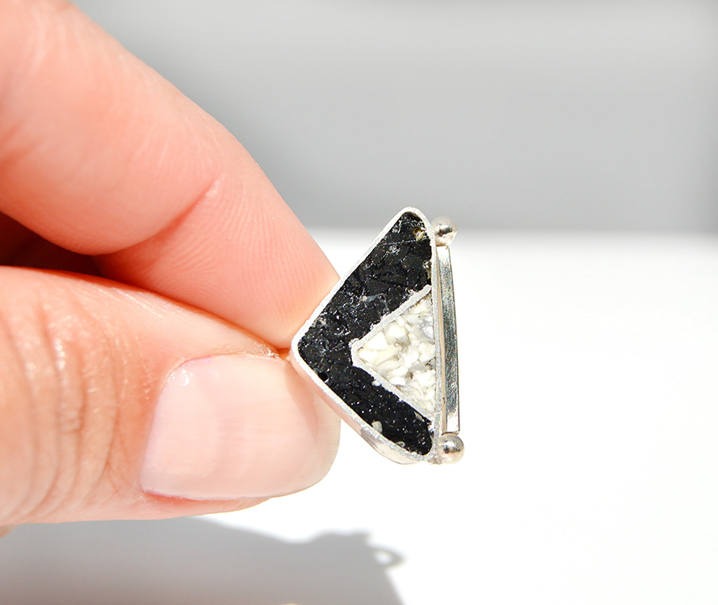 Onyx and Howlite Inlay Ring Size 6