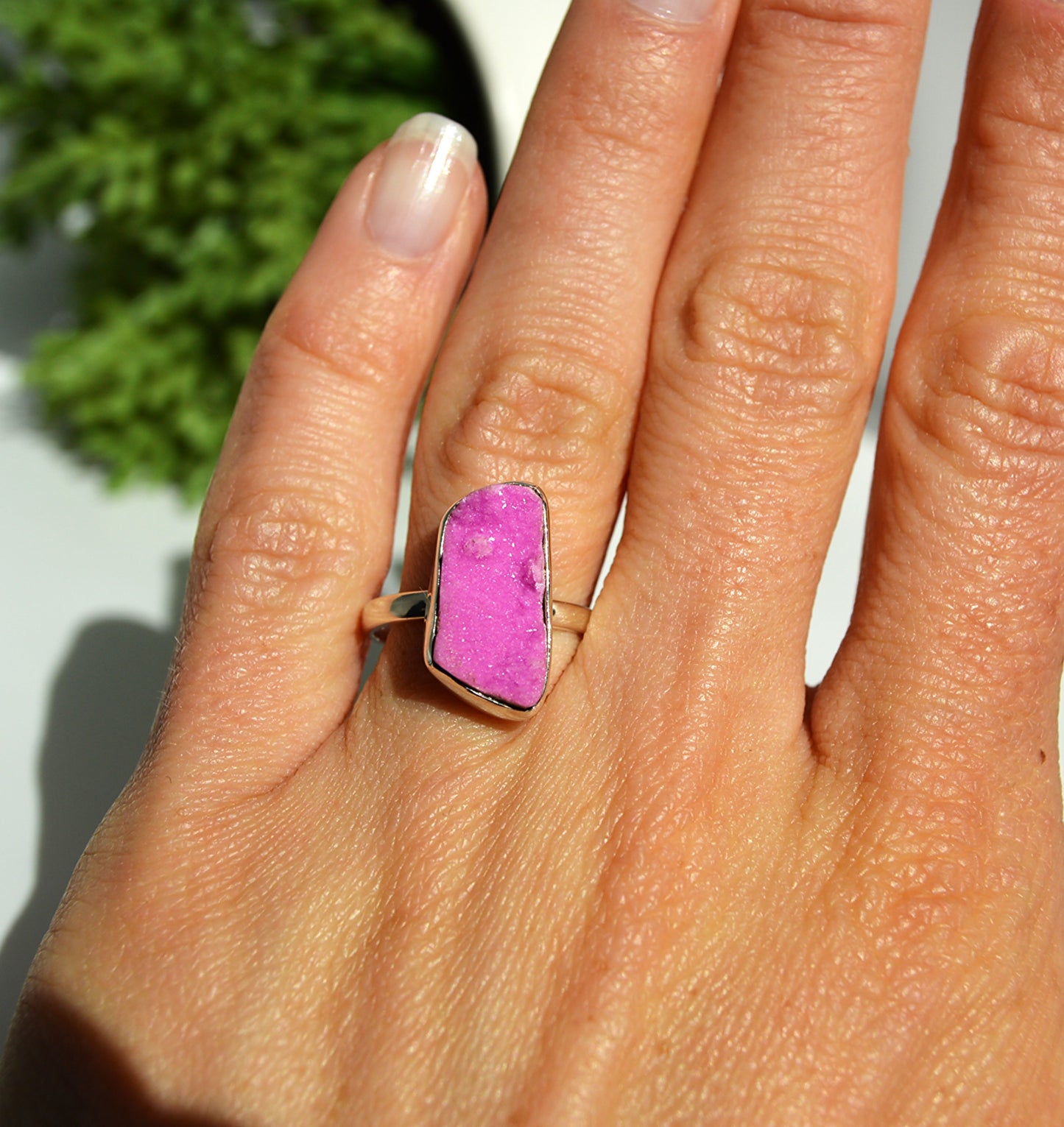 Pink Druzy Ring Size 7