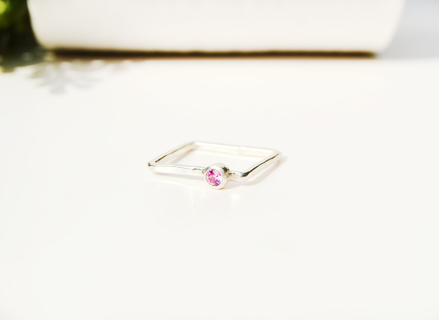 Pink Tourmaline Square Ring