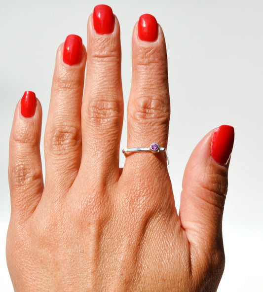 Pink Tourmaline Square Ring