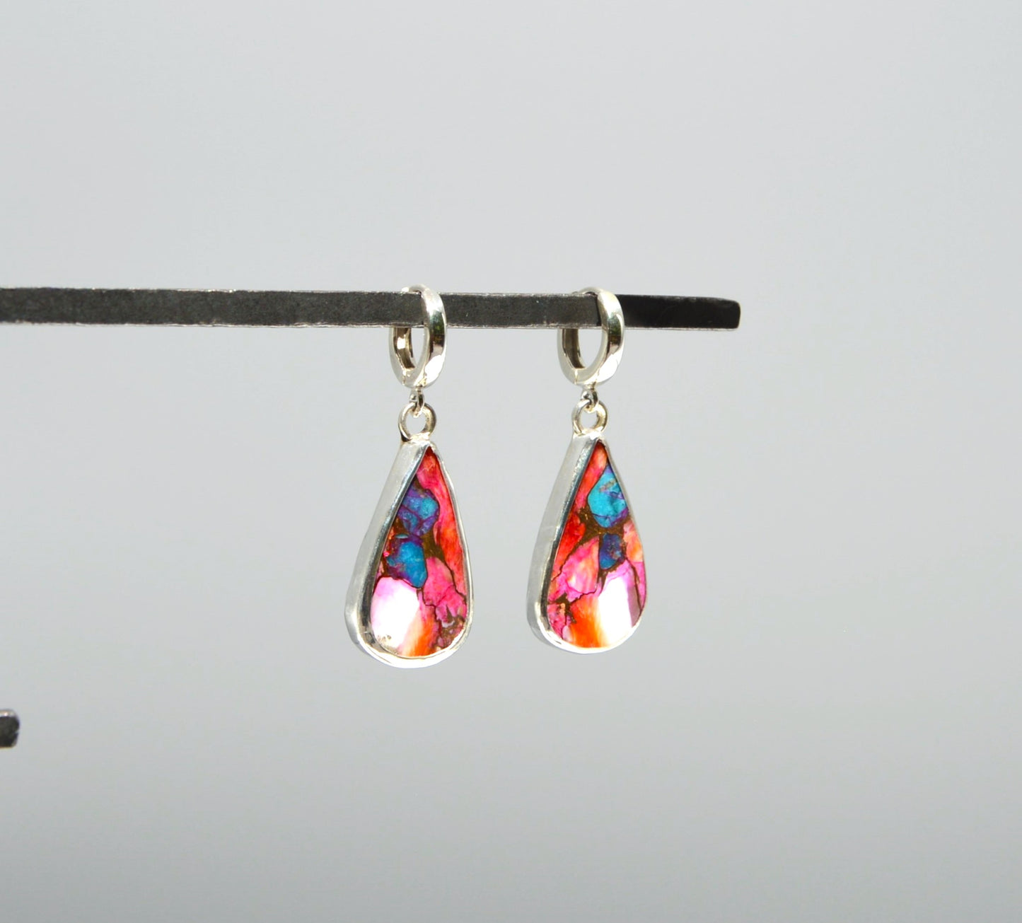 Spiny Oyster Turquoise Dangle Earrings