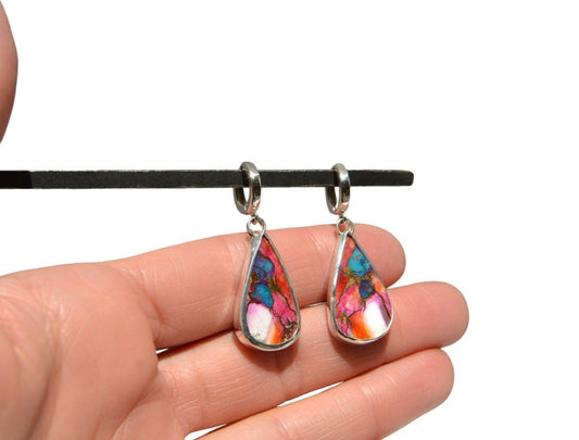 Spiny Oyster Turquoise Dangle Earrings