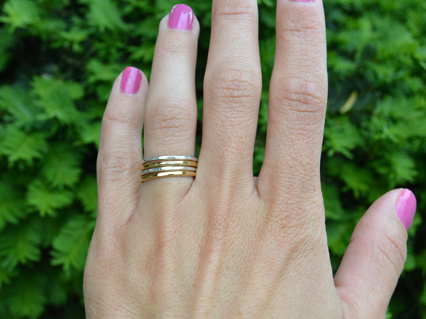 Hammered Stack Ring in Sterling Silver