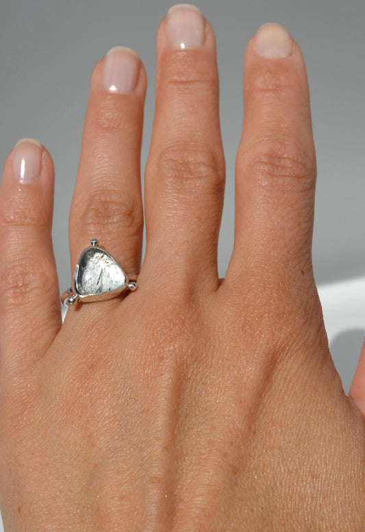 Tourmalated Quartz Ring Size 6.5