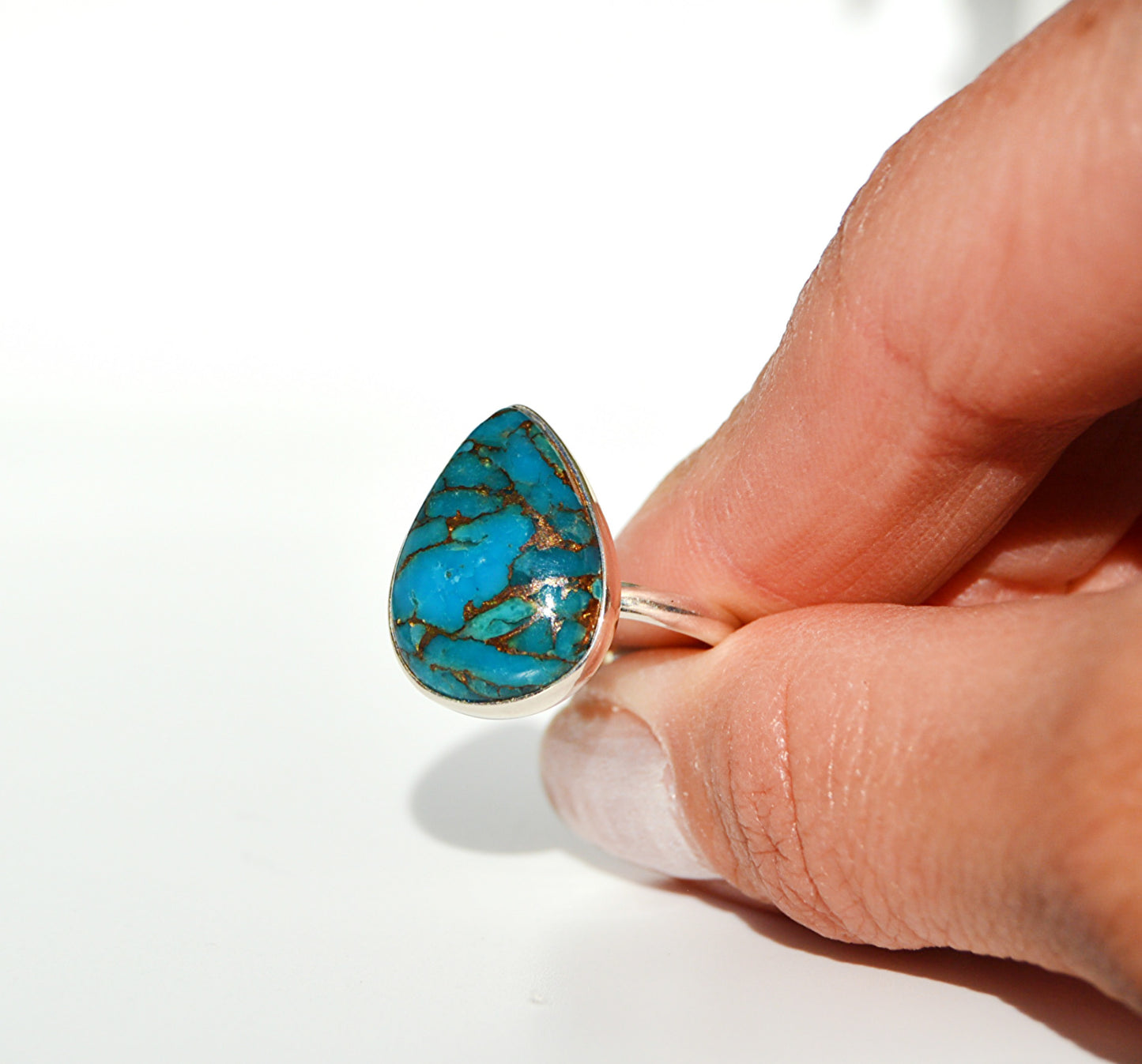Turquoise Copper Ring Size 8