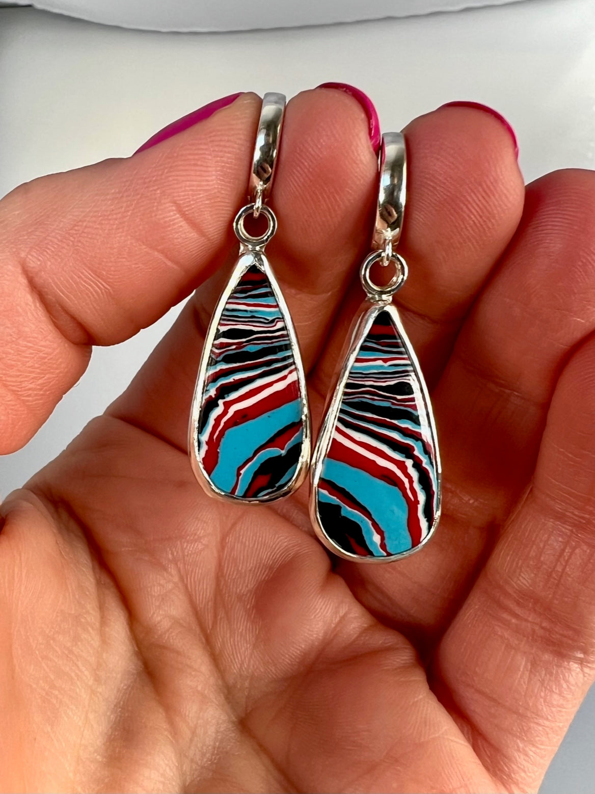 Mustang Fordite Drop Earrings