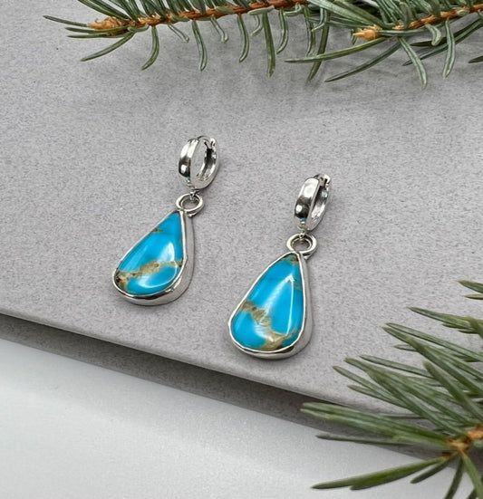 Blue Turquoise Dangle Earrings