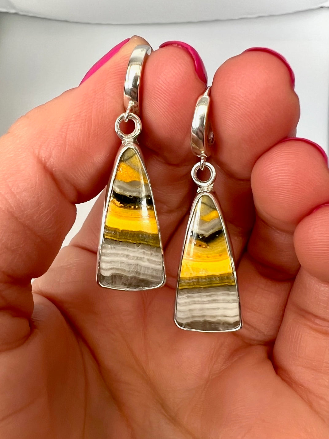 Bumble Bee Jasper Drop Earrings