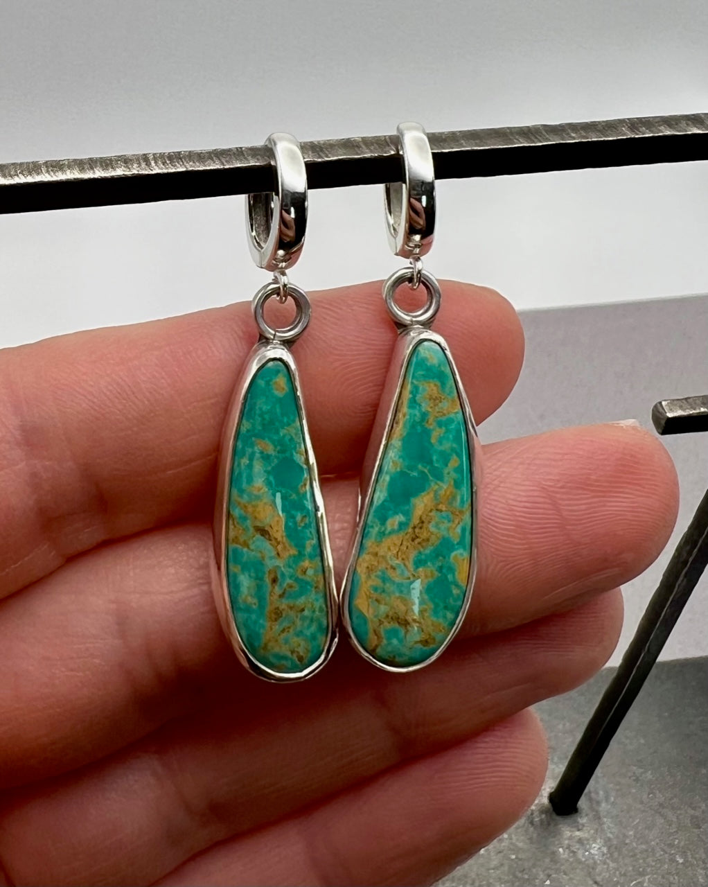 Green Turquoise Dangle Earrings