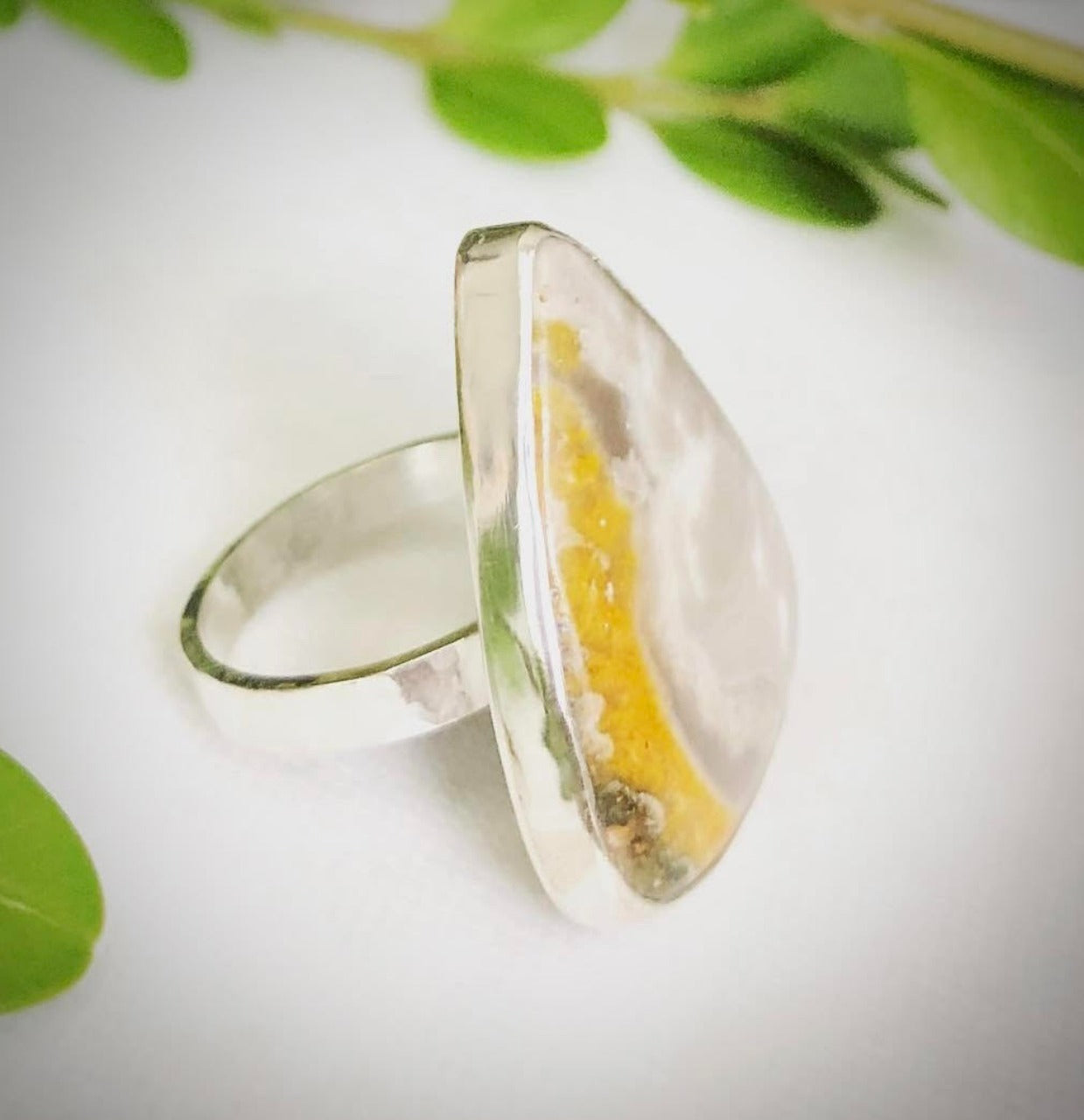 Bumble Bee Jasper Ring Size 7.5