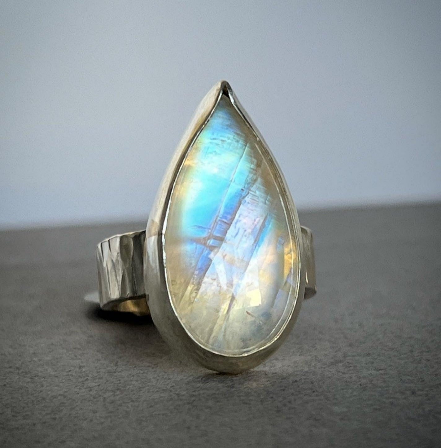 Moonstone Teardrop Ring Size 10