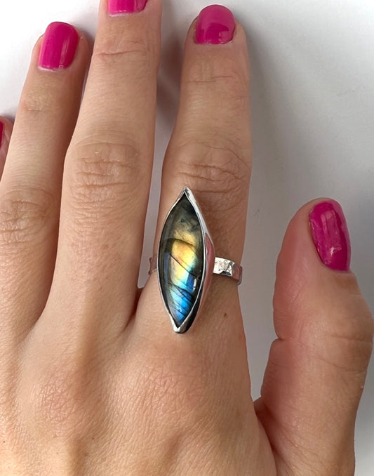 Labradorite Marquise Ring Size 7.5