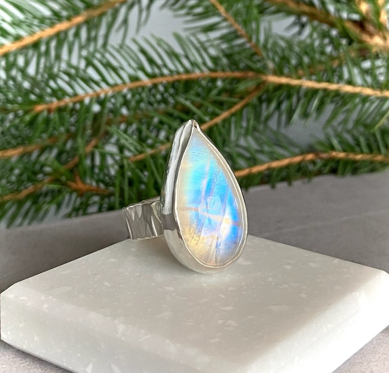 Moonstone Teardrop Ring Size 10