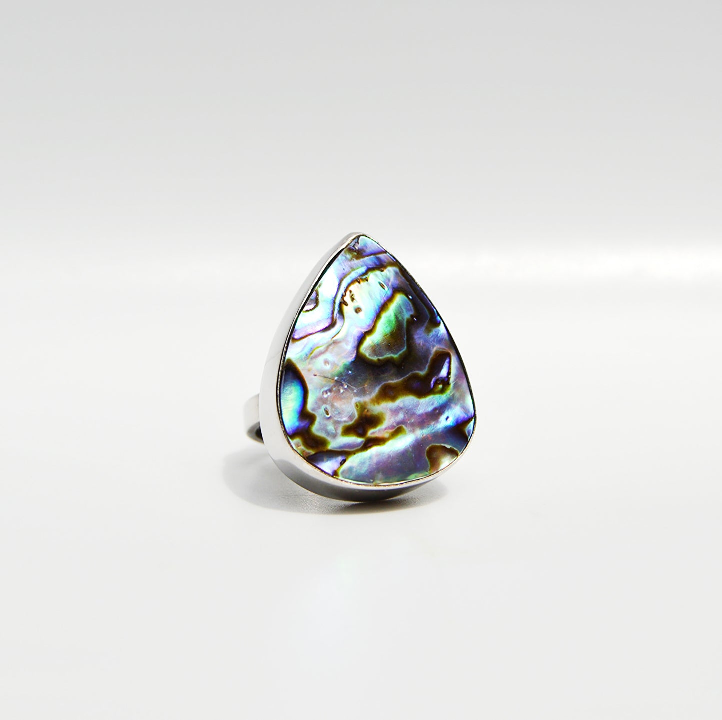 Bold and Beautiful ring from JeniMarie Jewelry featuring a rare abalone shell ring set in sterling silver. 