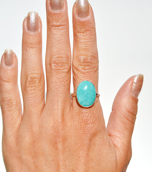 Amazonite Oval Ring Size 9