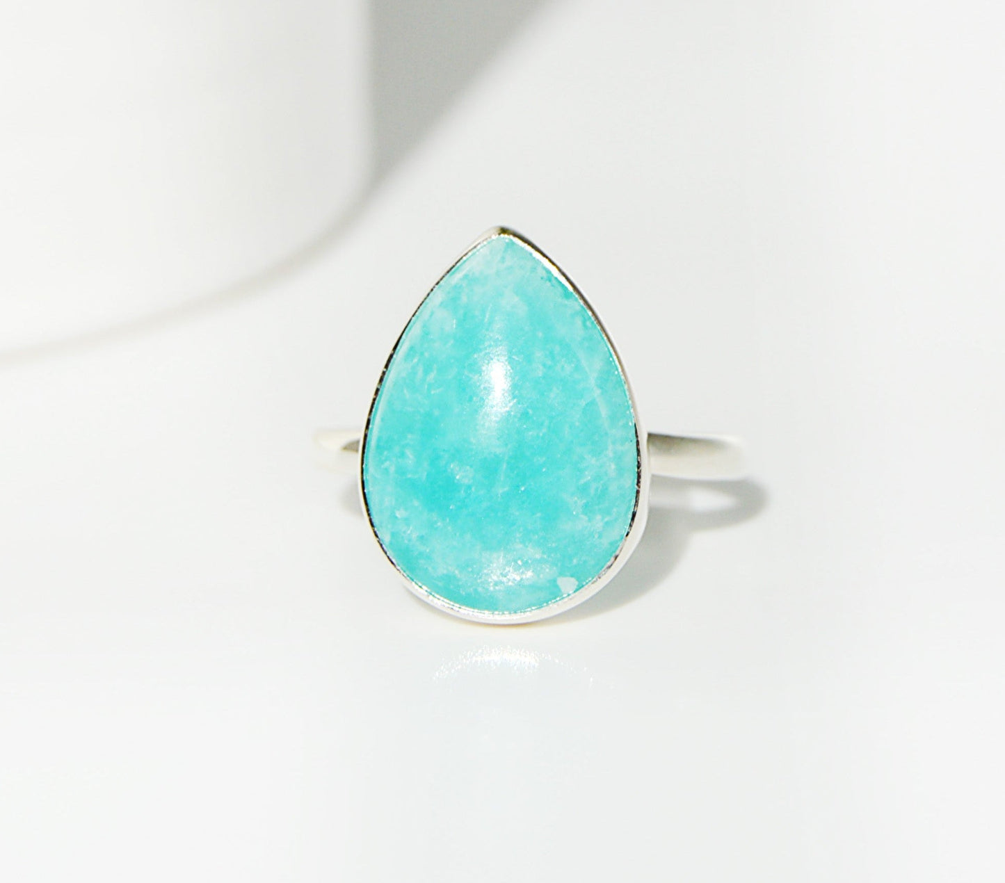 Amazonite Tear Drop Ring Size 10