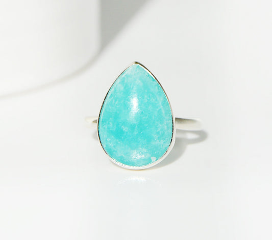 Amazonite Tear Drop Ring Size 10