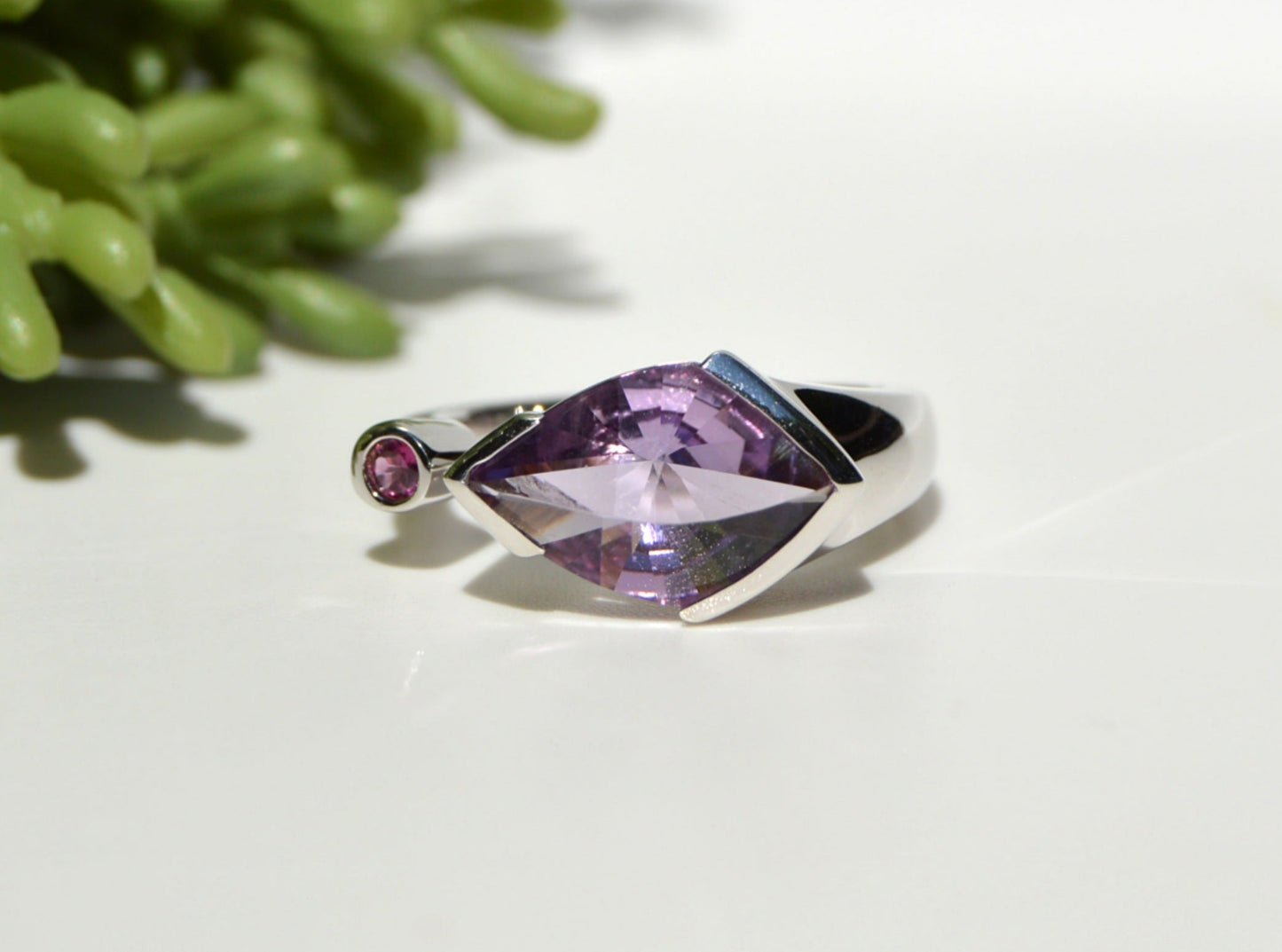 Amethyst and Tourmaline Ring Size 8