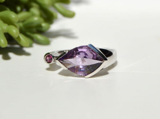 Amethyst and Tourmaline Ring Size 8