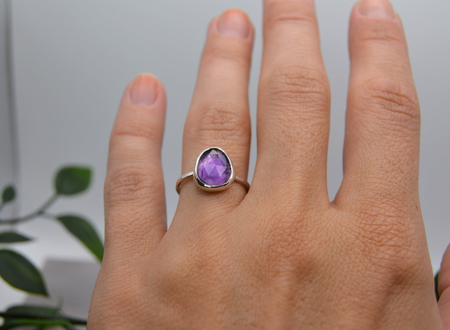 Faceted Amethyst Ring Size 5