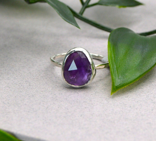 Faceted Amethyst Ring Size 5