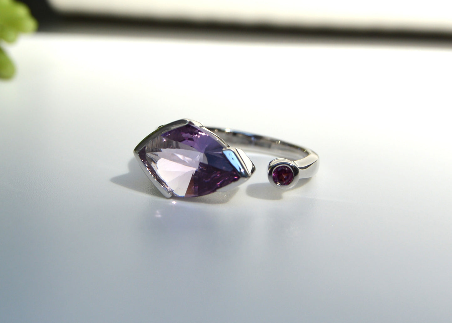 Amethyst and Tourmaline Ring Size 8