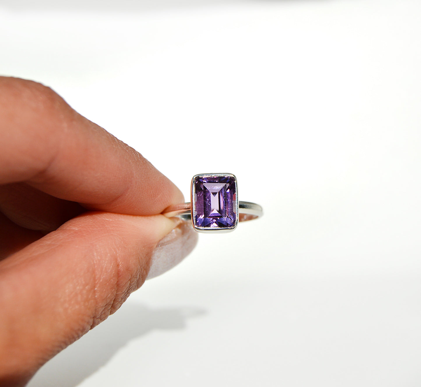 Amethyst Emerald Ring Size 9