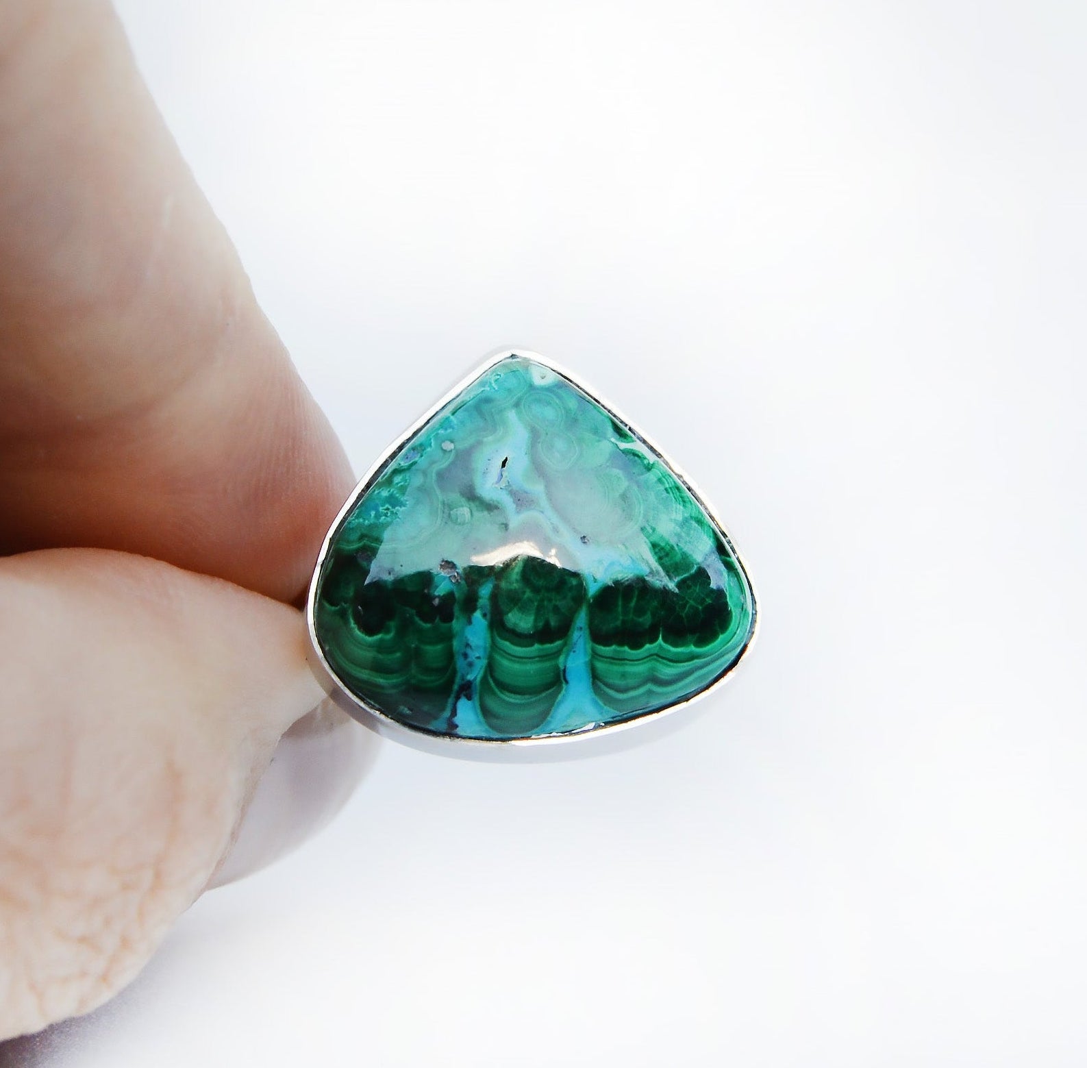 JeniMarie Jewelry with a fun and unique handmade ring with a stunning Azurite and Malachite stone set in sterling silver. 